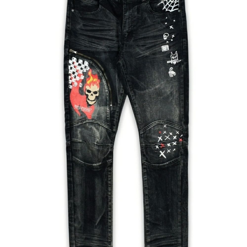 💀Summon Skull Denim Flame Jean's 34w - Picture 4 of 13